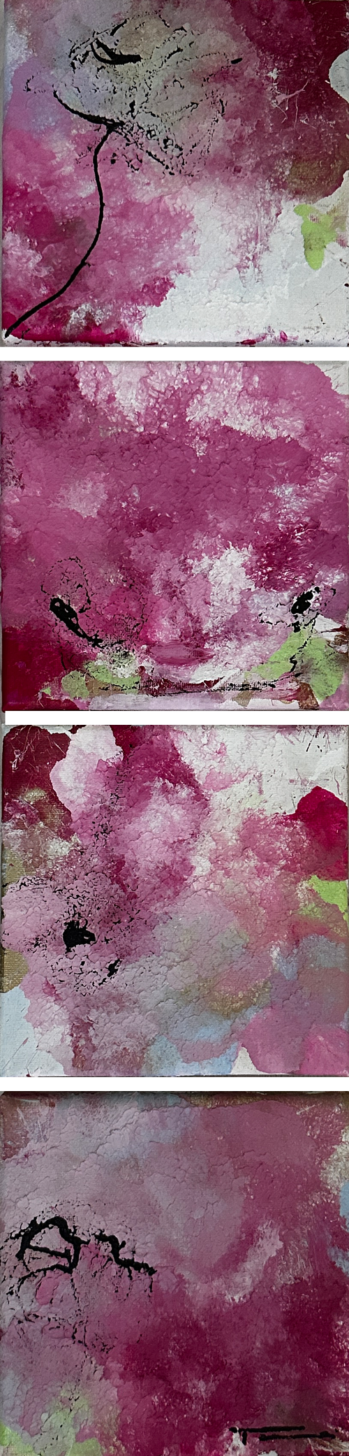 Handgemaltes Acrylbild auf Leinwand > Rosa Flüstern