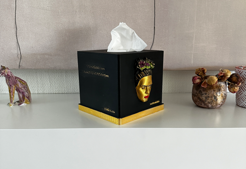 Kosmetiktücher Box > Frida Kahlo < black-gold