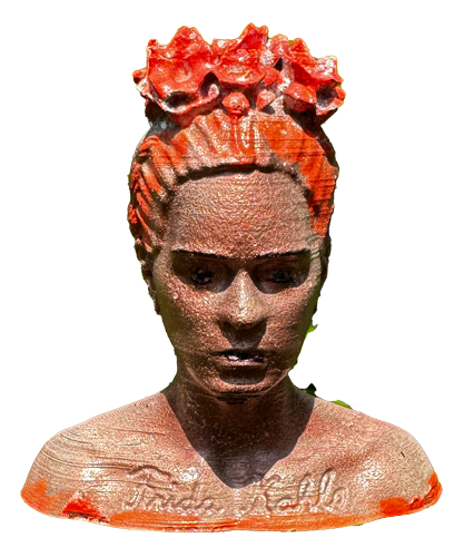 Gartenstecker > Frida Kahlo < Kupfer-Neonorange