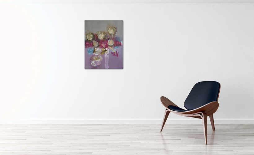 Handgemaltes Acrylbild auf Leinwand > Blumenstrauß