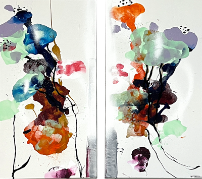 Handgemalte Acrylbilder auf Leinwand > Spring Flowers > 2er Serie