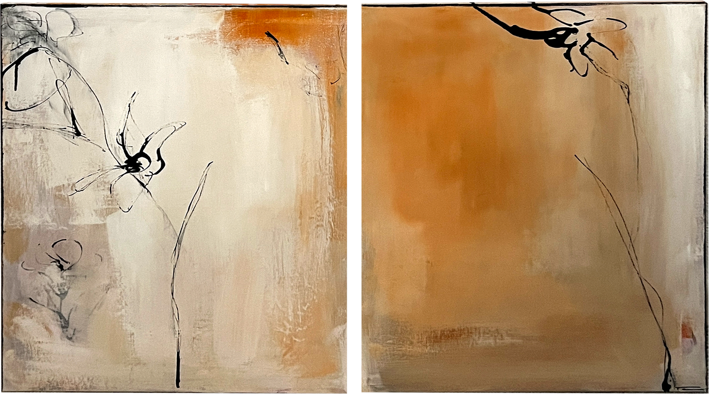 Handgemaltes Acrylbild auf Leinwand > Two Orange > 2er Serie