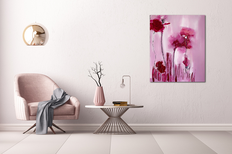 Handgemaltes Acrylbild auf Leinwand > Growing Flowers
